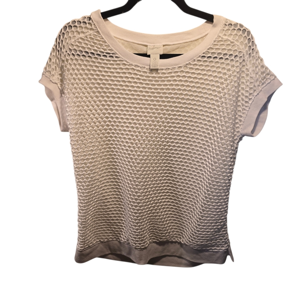 Chico's Sz. Small White Open Weave Tshirt